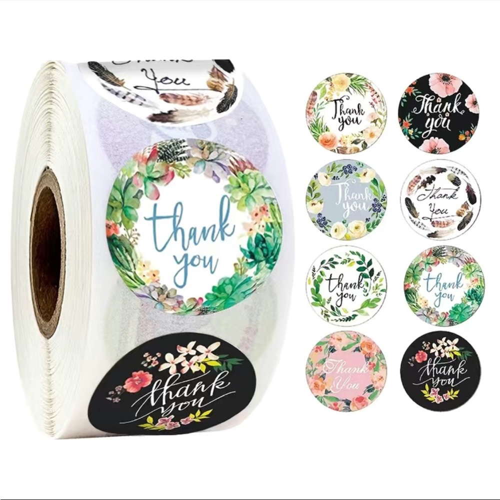 500 “Thank You” Floral Stickers